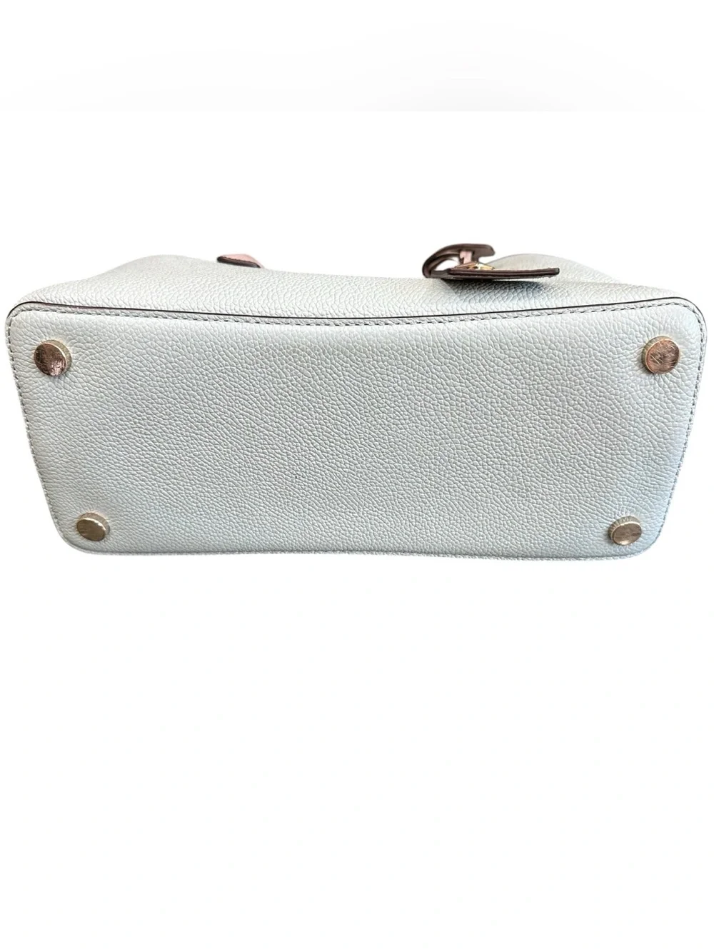 Kate Spade Margaux Medium Pebbled Cloud Mist Leather Satchel Gray Accents
